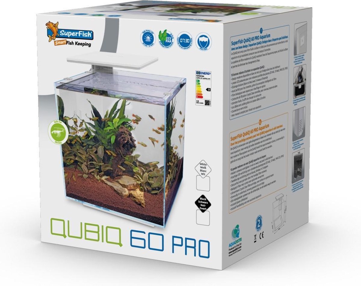 Superfish Qubiq 60 Pro 40x40x50.8 cm - Aquaria - - Zwart