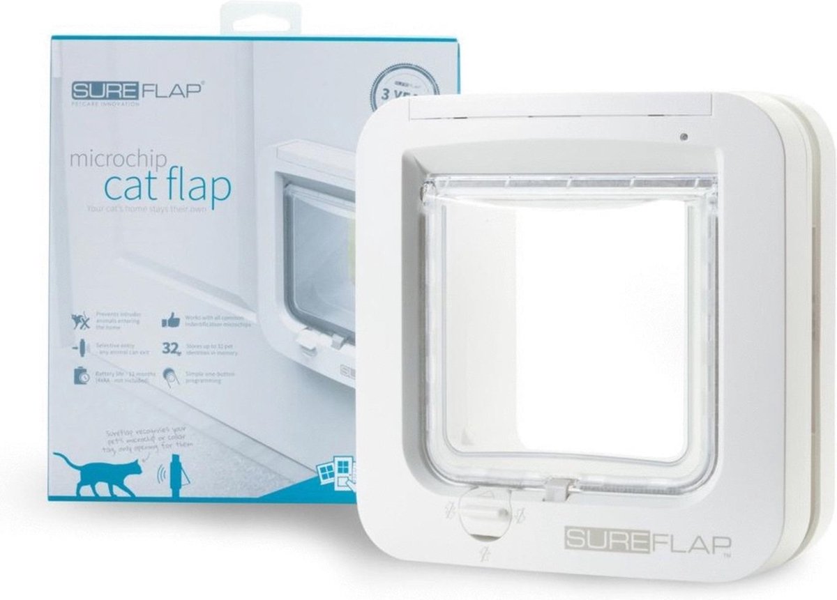 SureFlap Dierenluik Microchip S - Kattenluik - 20x20x7 cm - Wit