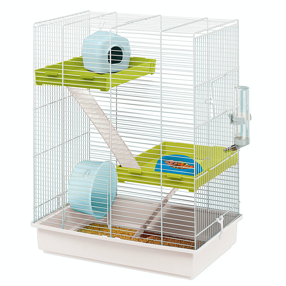 Ferplast Hamsterkooi Hamster Tris - Dierenverblijf - 46x29.5x58 cm Blauw - Blanco