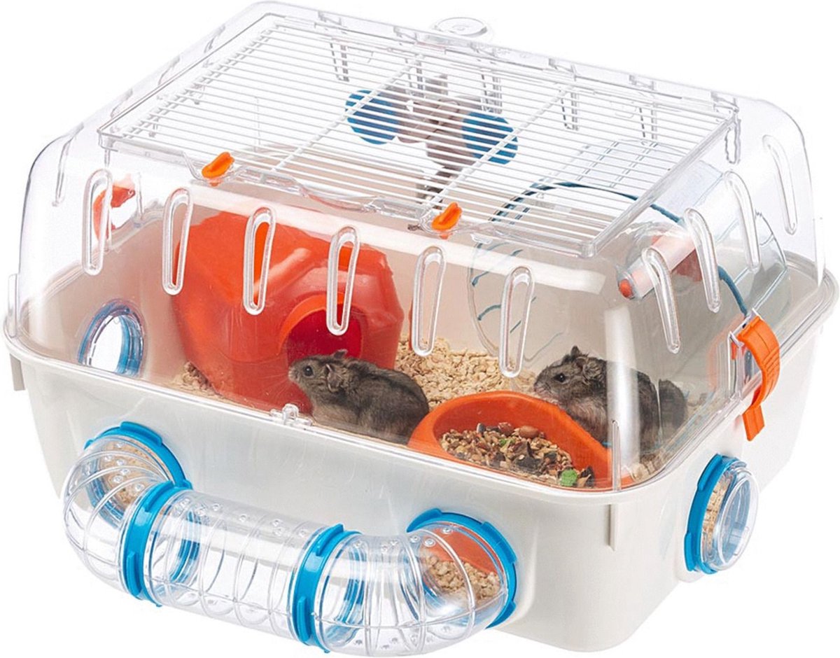 Ferplast Hamsterkooi Combi 1 - Dierenverblijf - 40.5x29.5x22.5 cm Wit - Oranje