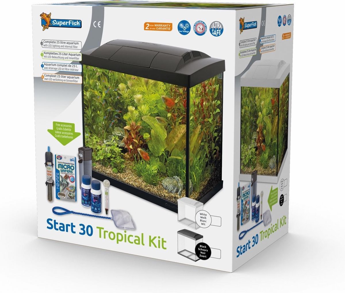 Superfish Aquarium Start 30 Tropical Kit Retro Led 30 l - Aquaria - - Zwart