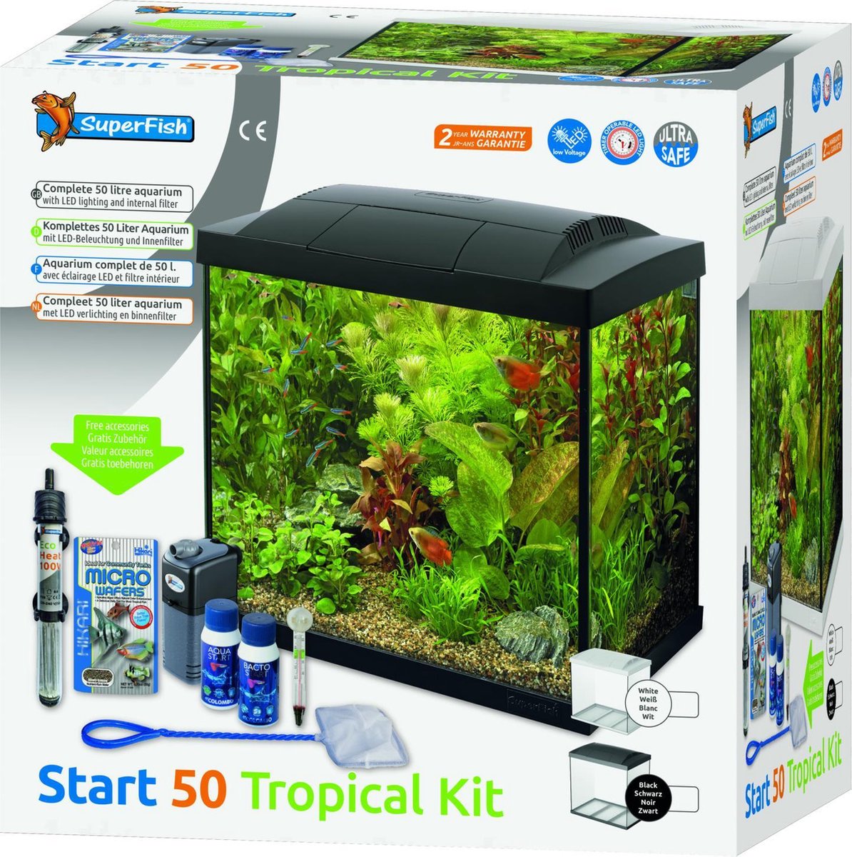 Superfish Aquarium Start 50 Tropical Kit Retro Led 50 l - Aquaria - - Zwart