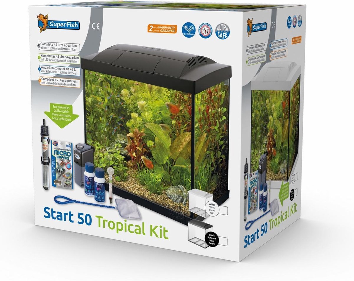 Superfish Aquarium Start 50 Tropical Kit Retro Led 50 l - Aquaria - - Zwart