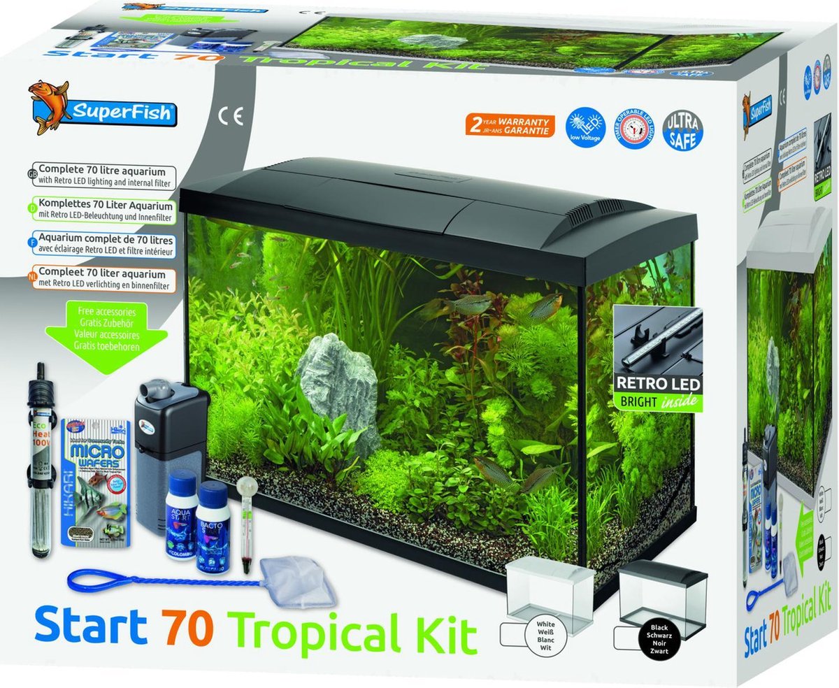 Superfish Aquarium Start 70 Tropical Kit Retro Led 70 l - Aquaria - - Wit