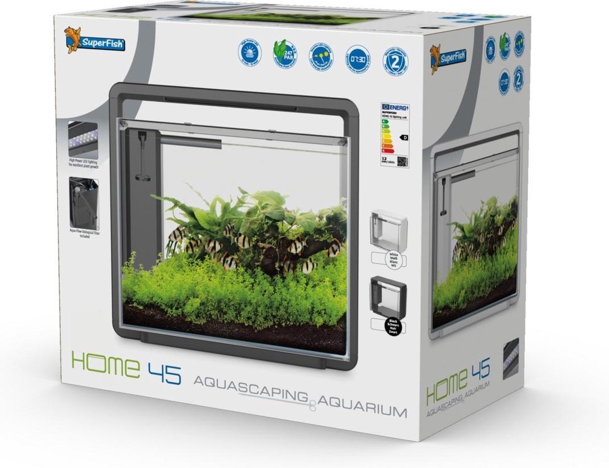 Superfish Home 45 Aquarium 46.5x25x42.5 cm - Aquaria - - Zwart