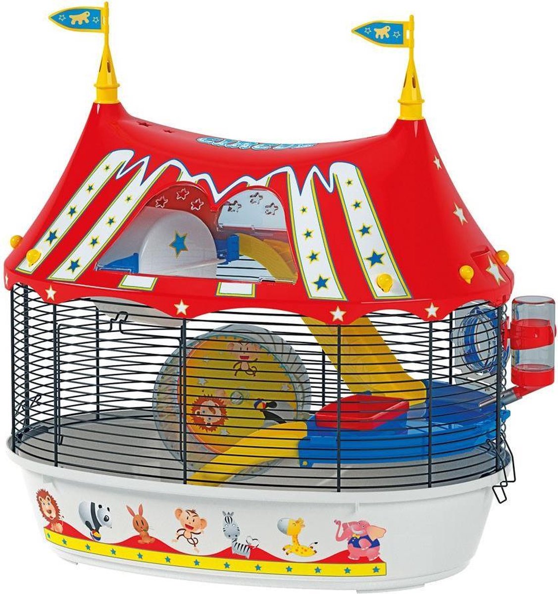 Ferplast Hamsterkooi Circus Fun - Dierenverblijf - 49.5x34x42.5 cm Wit Rood - Zwart
