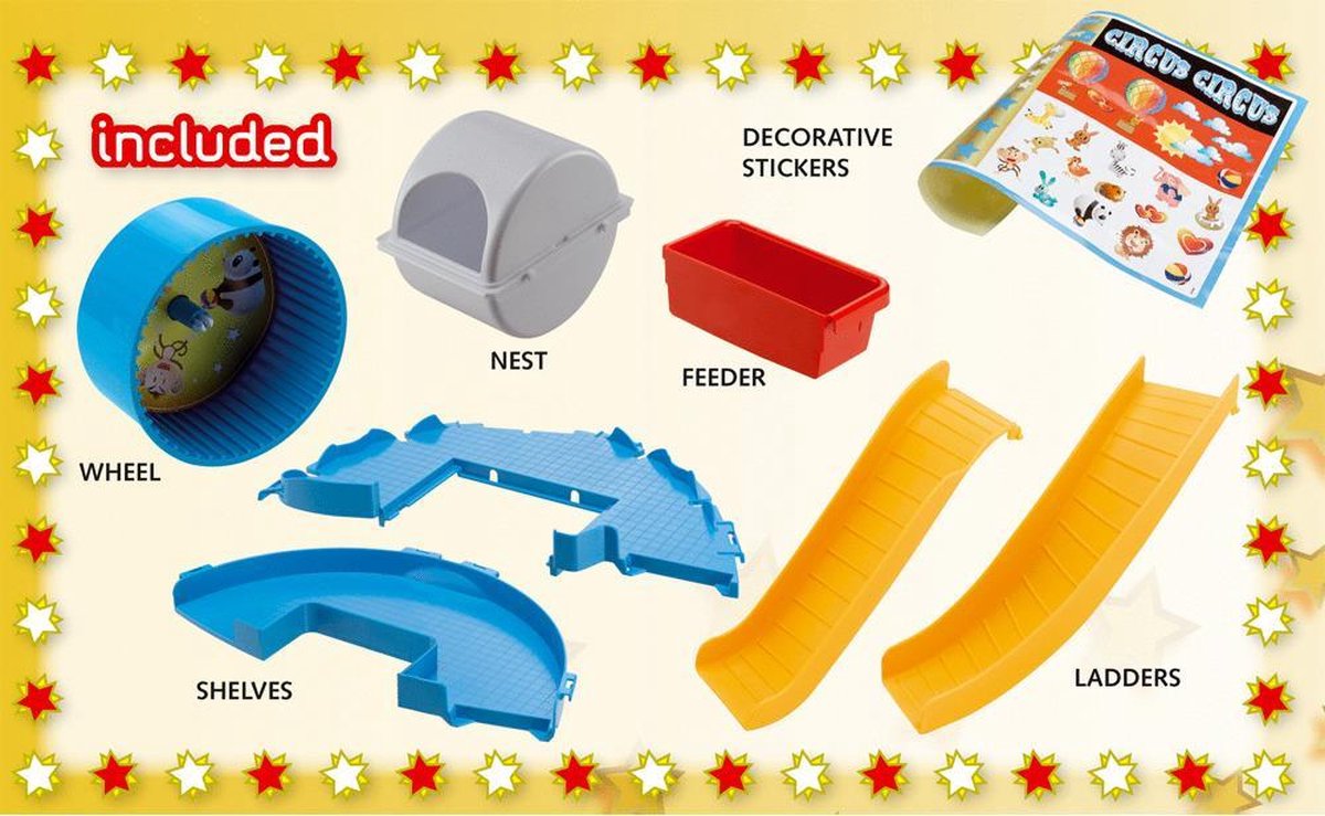 Ferplast Hamsterkooi Circus Fun - Dierenverblijf - 49.5x34x42.5 cm Wit Rood - Zwart