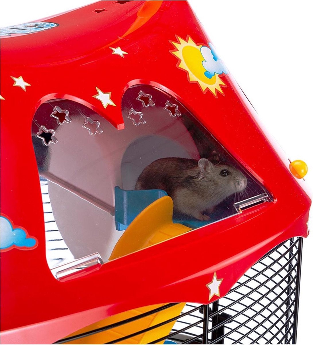 Ferplast Hamsterkooi Circus Fun - Dierenverblijf - 49.5x34x42.5 cm Wit Rood - Zwart