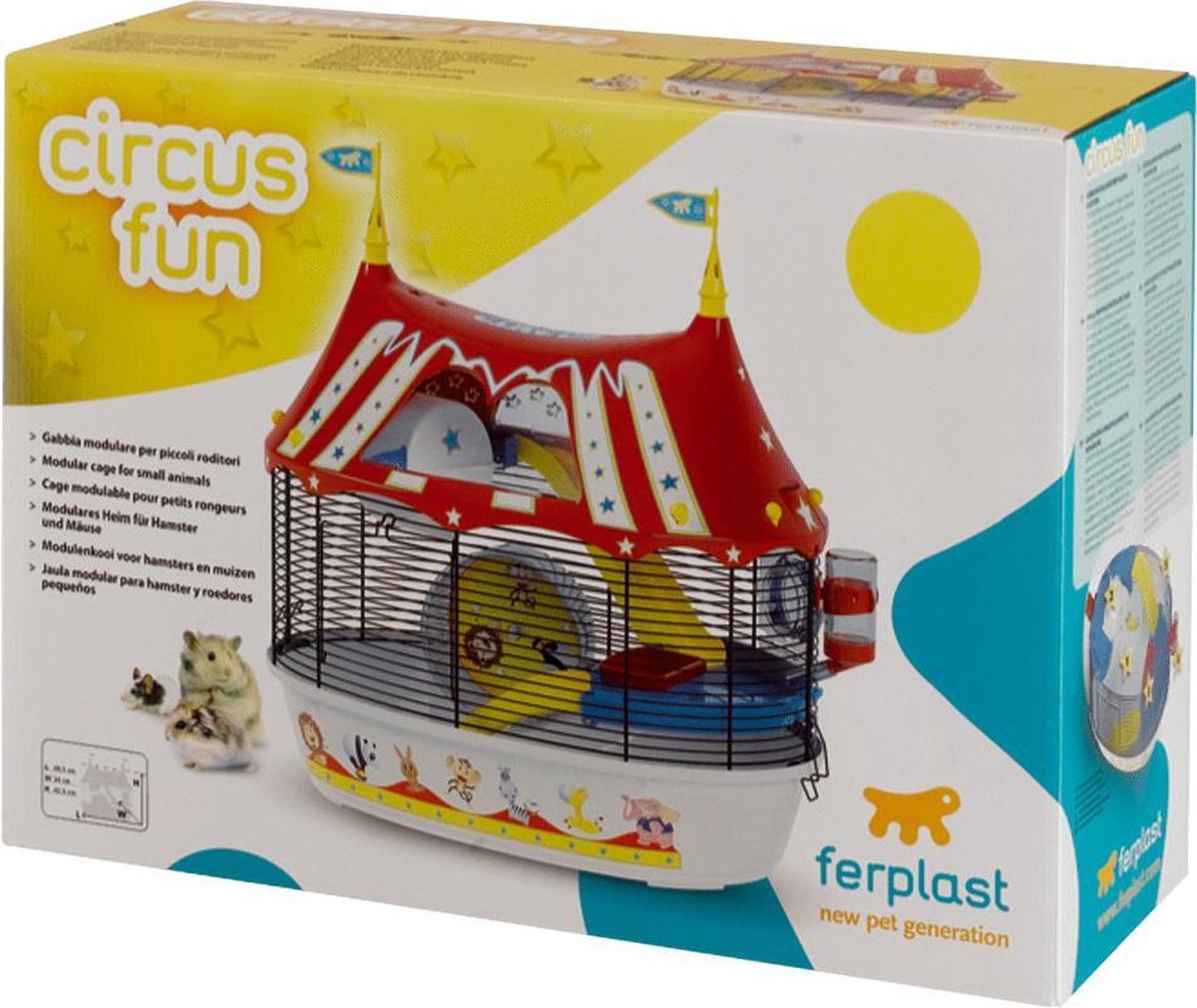 Ferplast Hamsterkooi Circus Fun - Dierenverblijf - 49.5x34x42.5 cm Wit Rood - Zwart
