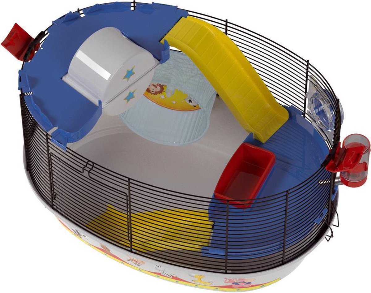Ferplast Hamsterkooi Circus Fun - Dierenverblijf - 49.5x34x42.5 cm Wit Rood - Zwart