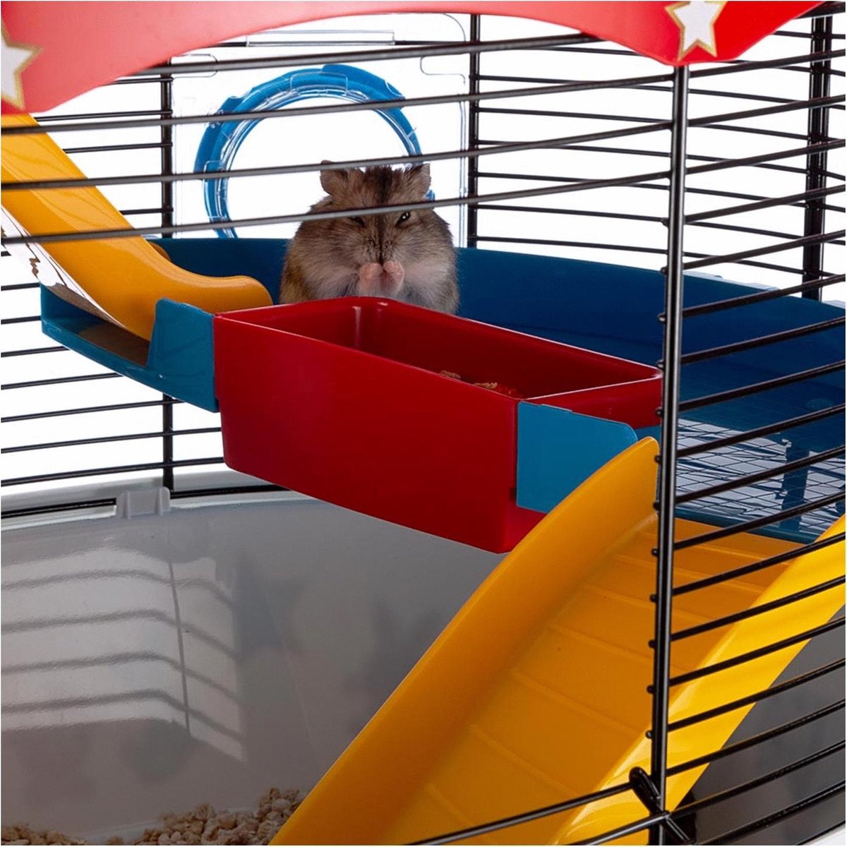 Ferplast Hamsterkooi Circus Fun - Dierenverblijf - 49.5x34x42.5 cm Wit Rood - Zwart