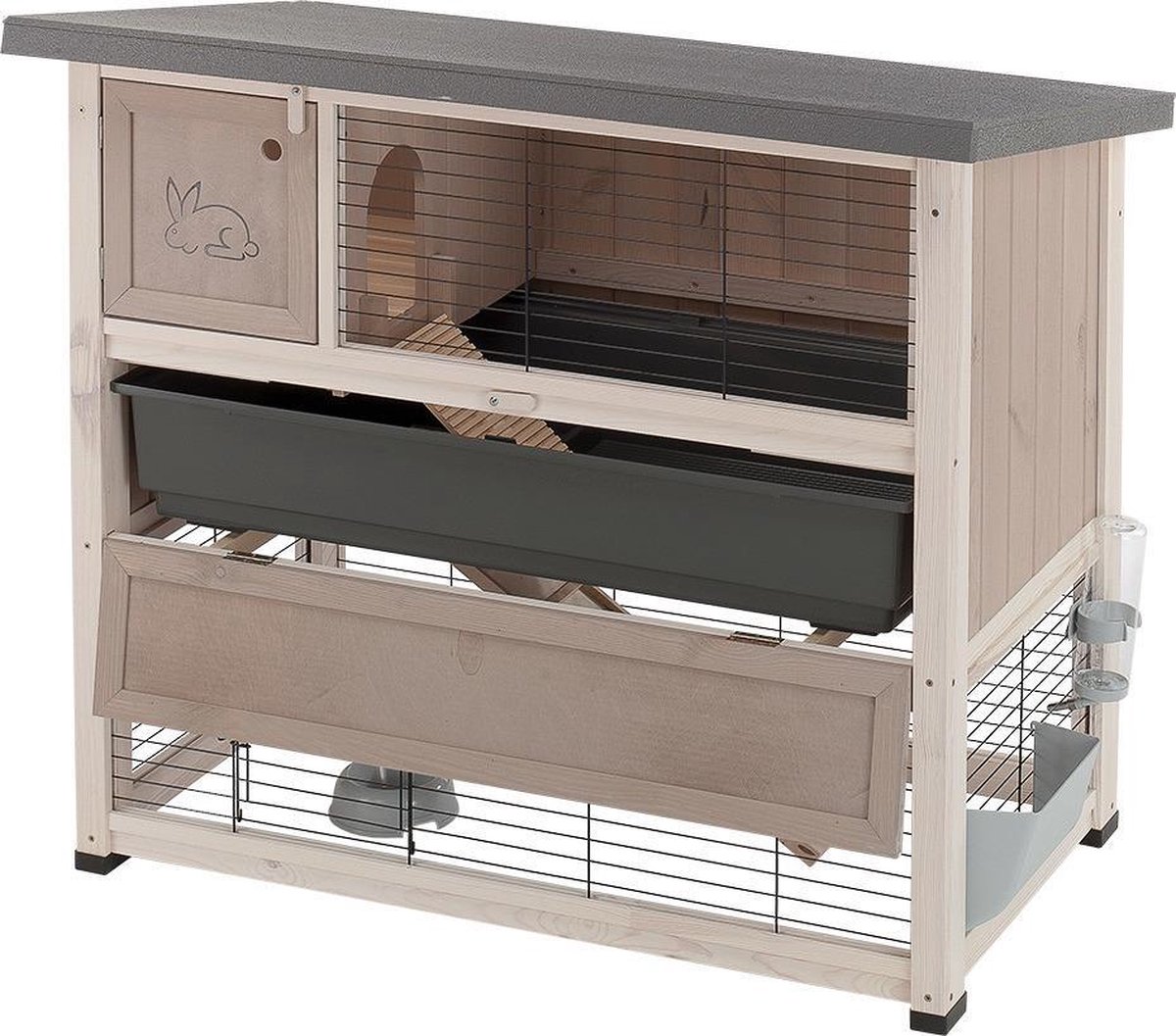 Ferplast Konijnenhok Ranch 120 Plus - Dierenverblijf - 117x69x101 cm 120 - Grijs