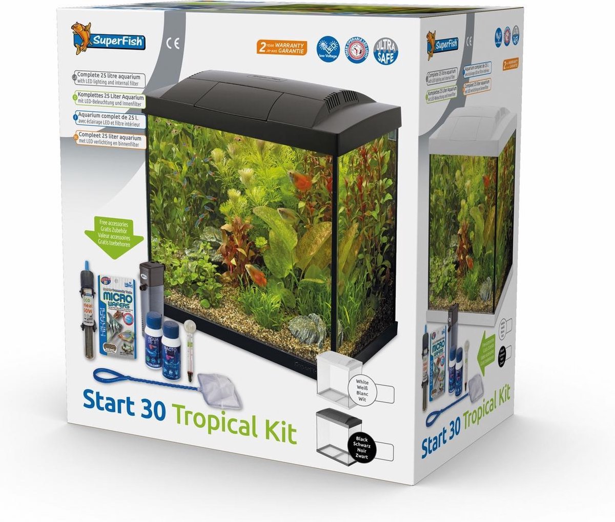Superfish Aquarium Start 30 Tropical Kit Retro Led 25 l - Aquaria - - Wit