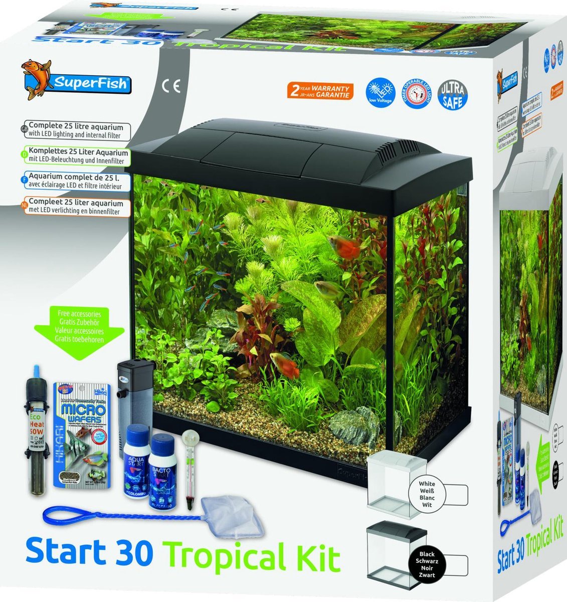 Superfish Aquarium Start 30 Tropical Kit Retro Led 25 l - Aquaria - - Wit