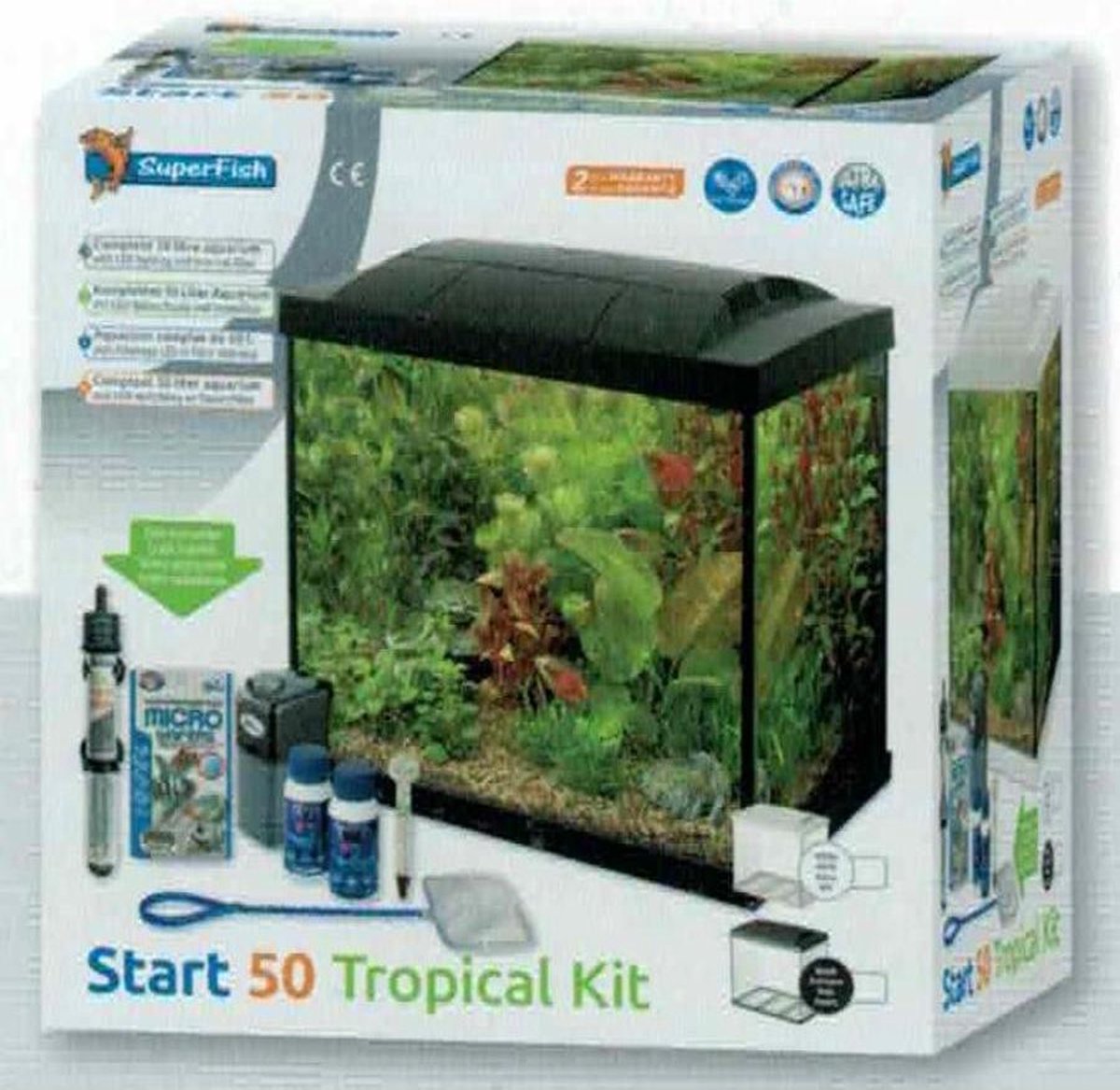 Superfish Aquarium Start 50 Tropical Kit Retro Led 45 l - Aquaria - - Wit