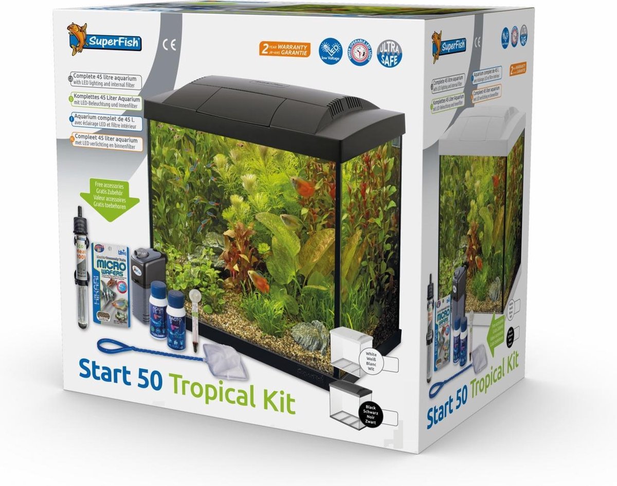 Superfish Aquarium Start 50 Tropical Kit Retro Led 45 l - Aquaria - - Wit