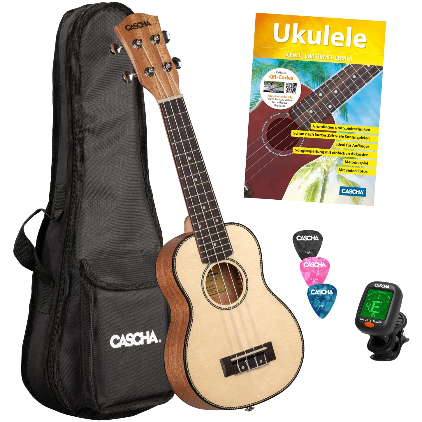 Cascha HH 2149 DE sopraan ukelele starter set (Duits)