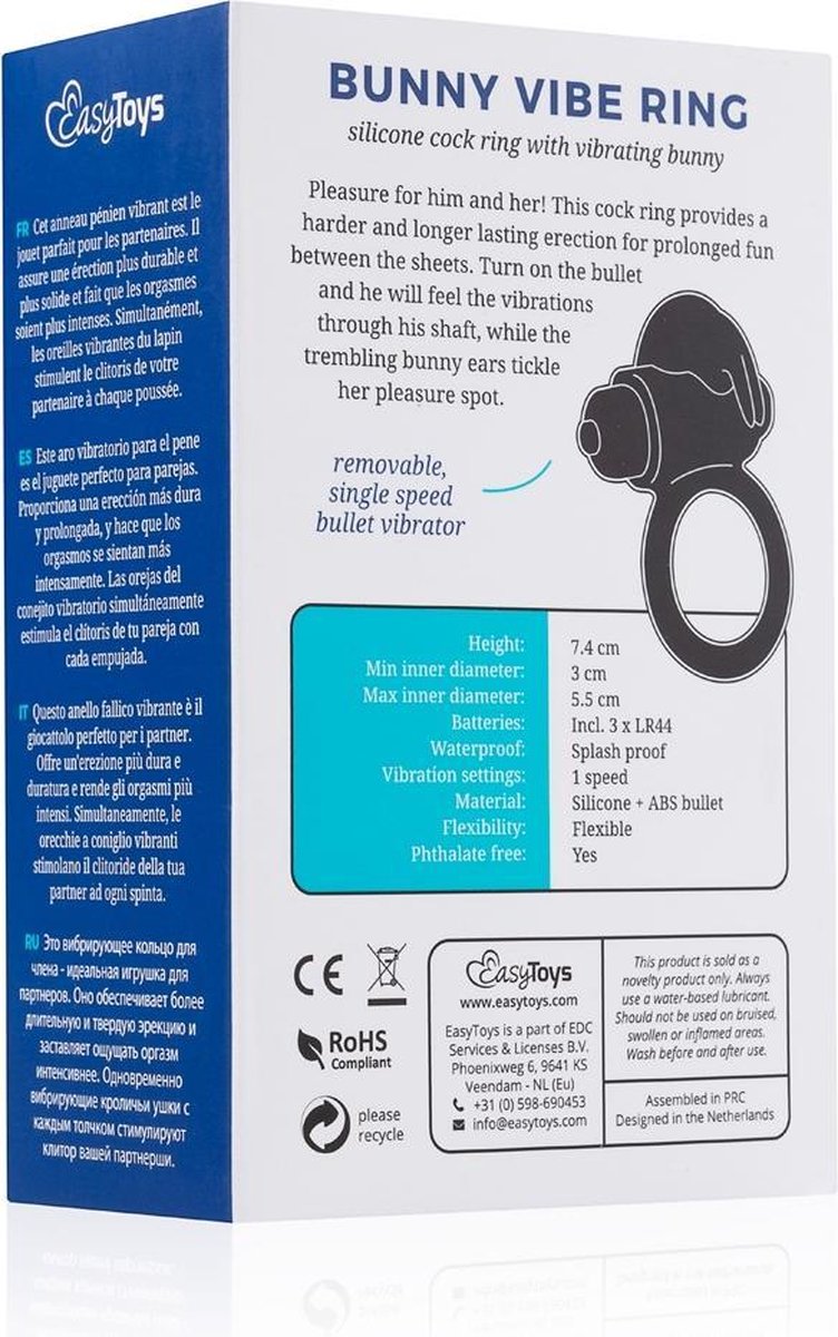 Bunny Vibe Cockring - Zwart