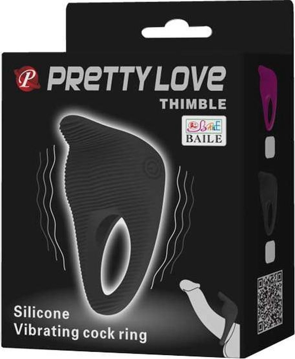 Pretty Love Thimble Vibrerende Cockring - Zwart