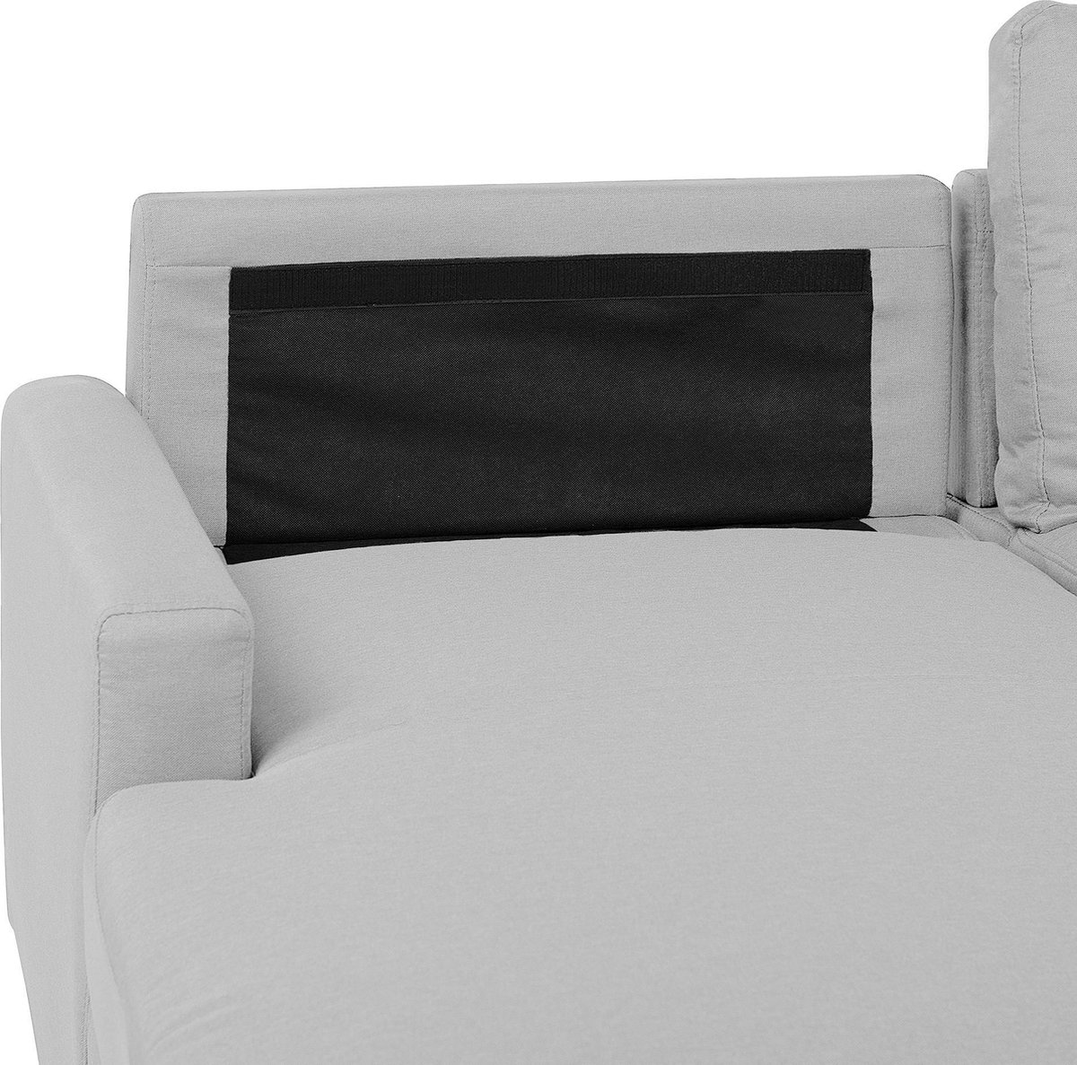 Beliani Flakk Slaapbank Licht Houtkleur Polyester 232x147x90 - Grijs