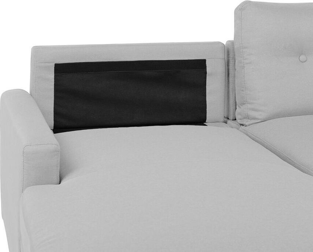 Beliani Flakk Slaapbank Licht Houtkleur Polyester 232x147x90 - Grijs