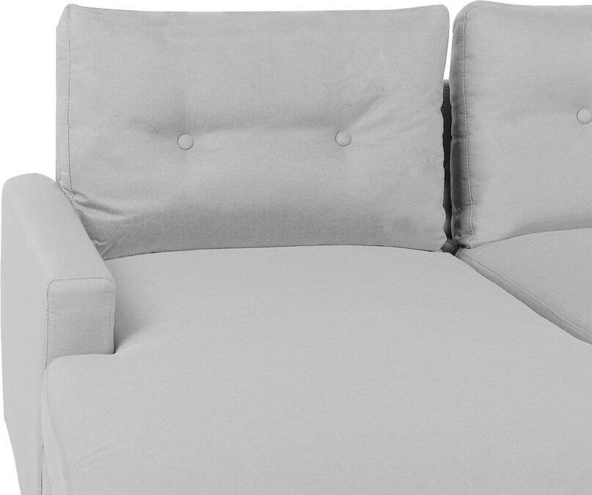 Beliani Flakk Slaapbank Licht Houtkleur Polyester 232x147x90 - Grijs