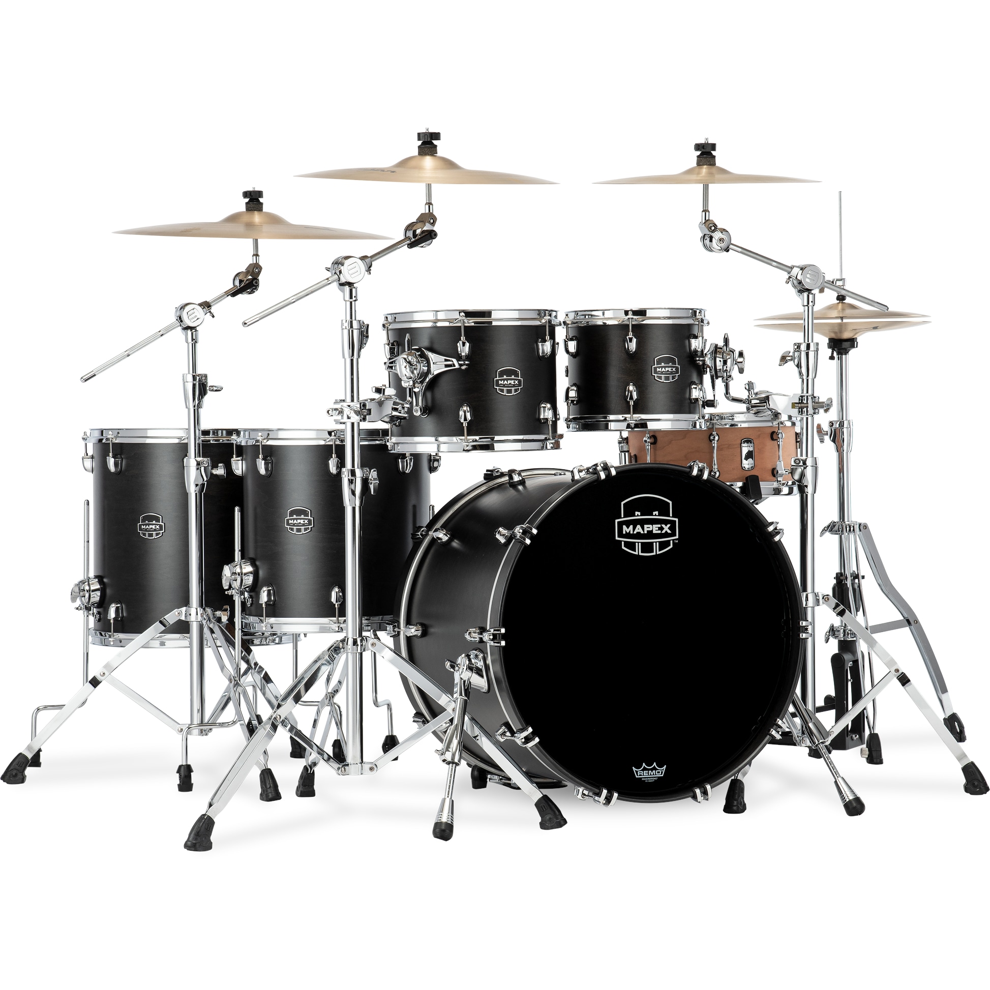 Mapex Saturn SR628XFB Satin Black 5-delige rock shellset