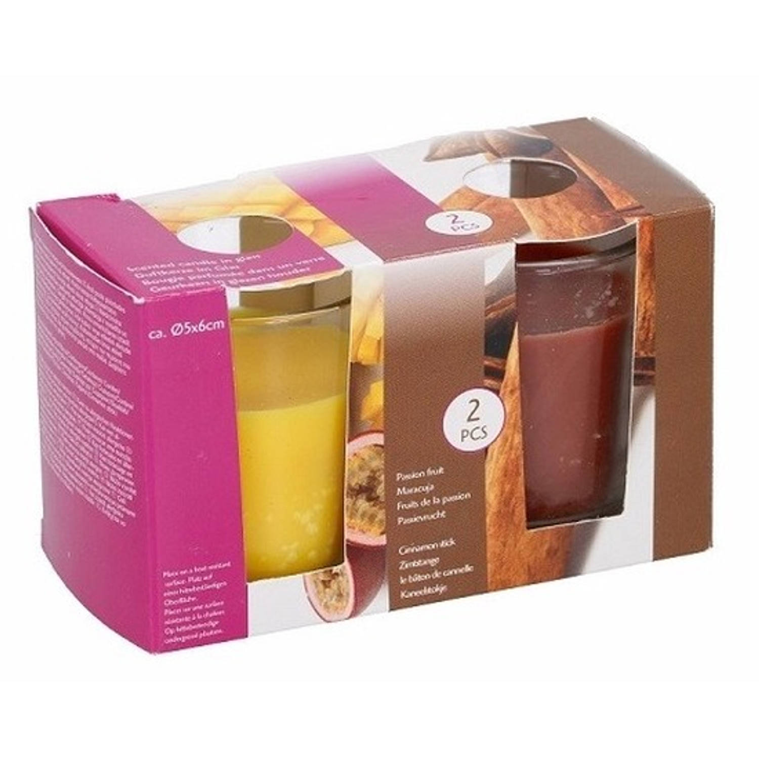 Geurkaarsen Set Passion Fruit En Cinnamon Stick In Glas - Geurkaarsen Geschenksets