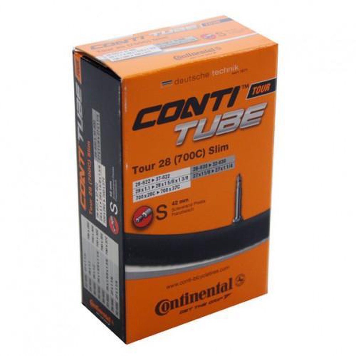 Continental Binnenband Tour Slim 27/28 Inch (28/37-622 28/32-630) Fv 42 Mm - Zwart