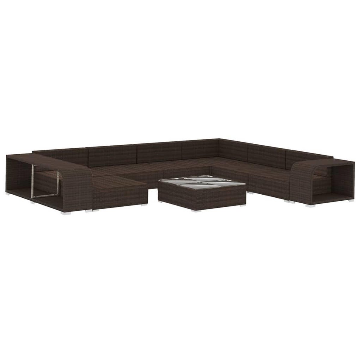 Vidaxl 10-delige Loungeset Met Kussens Poly Rattan - Bruin