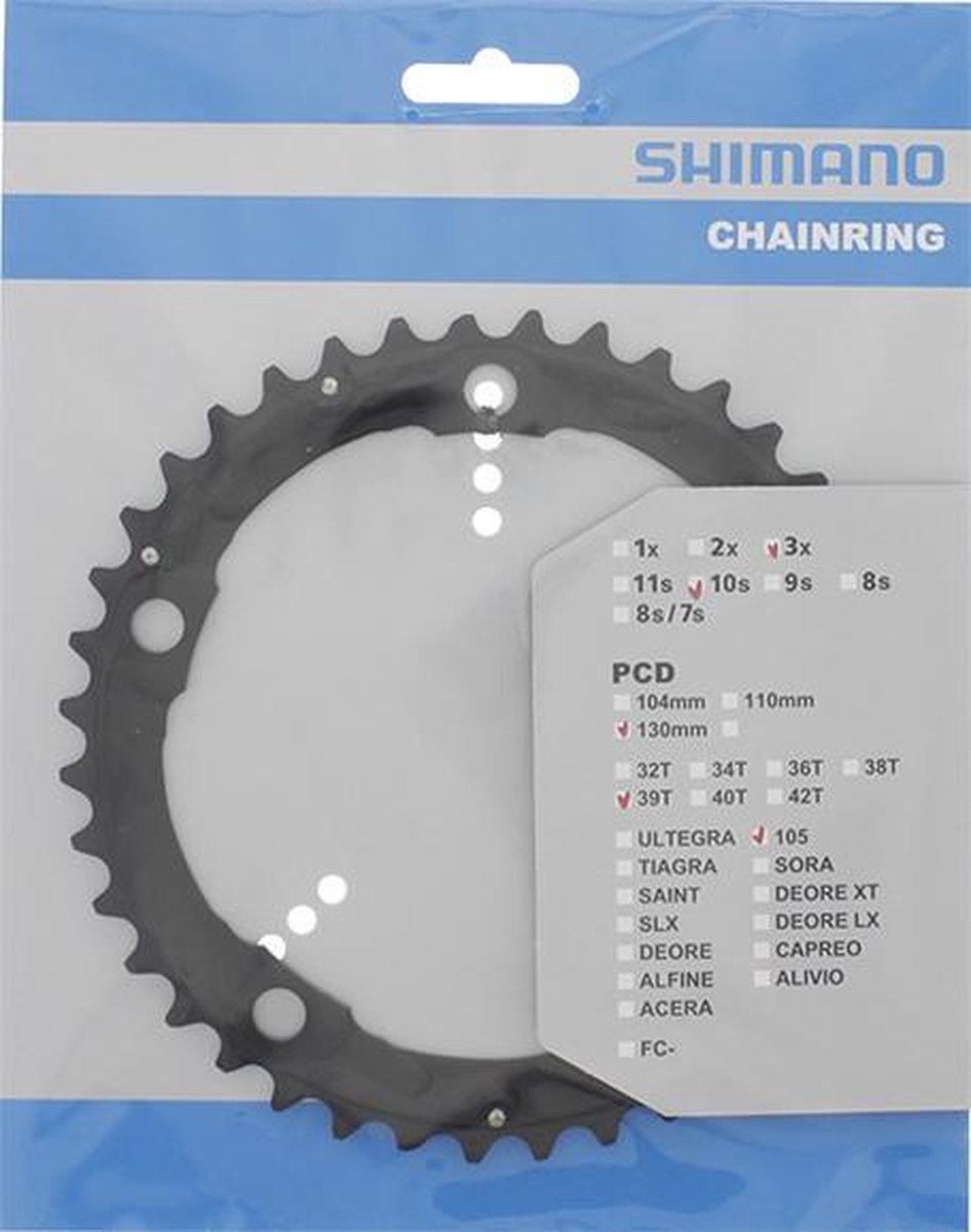 Shimano Kettingblad 105 FC 5703 39T 10S 130 mm - Zwart