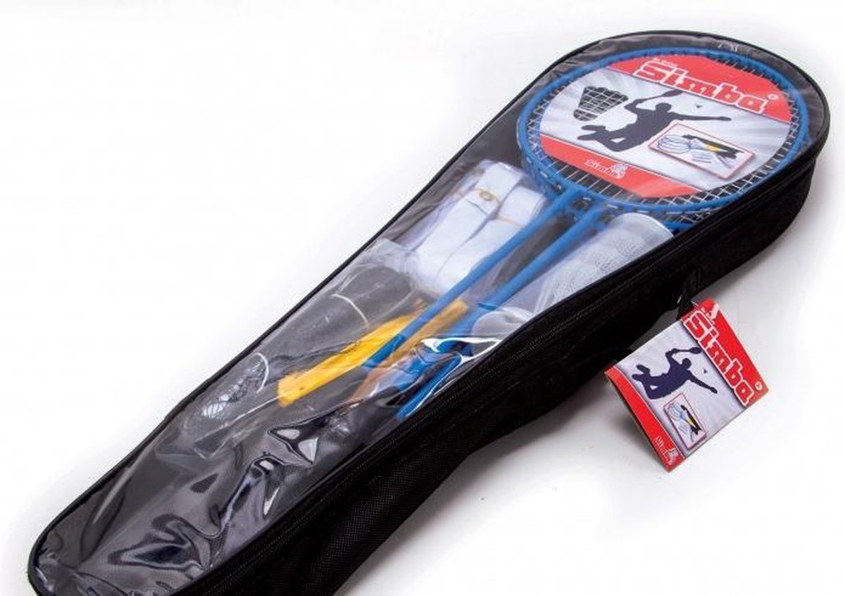 Simba badmintonset unisex staal 8 delig - Blauw