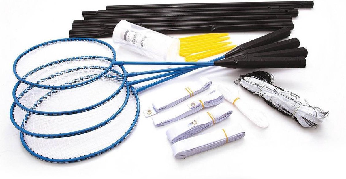 Simba badmintonset unisex staal 8 delig - Blauw