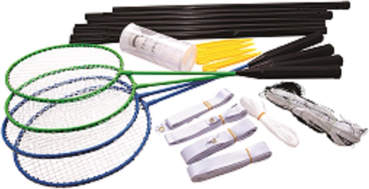 Simba badmintonset unisex staal 8 delig - Blauw