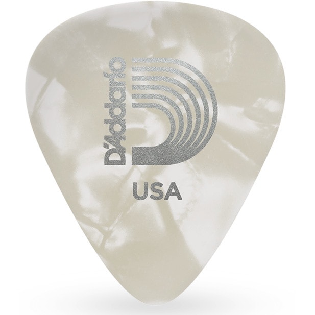 D'Addario 1CWP4-10 white pearl celluloid plectra 10 pack medium