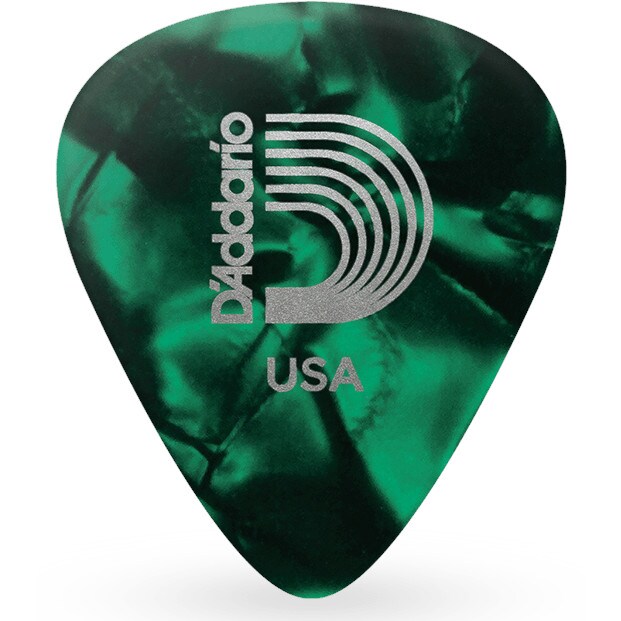 D'Addario 1CGP7-10 groene pearl celluloid plectra 10 pack extra heavy