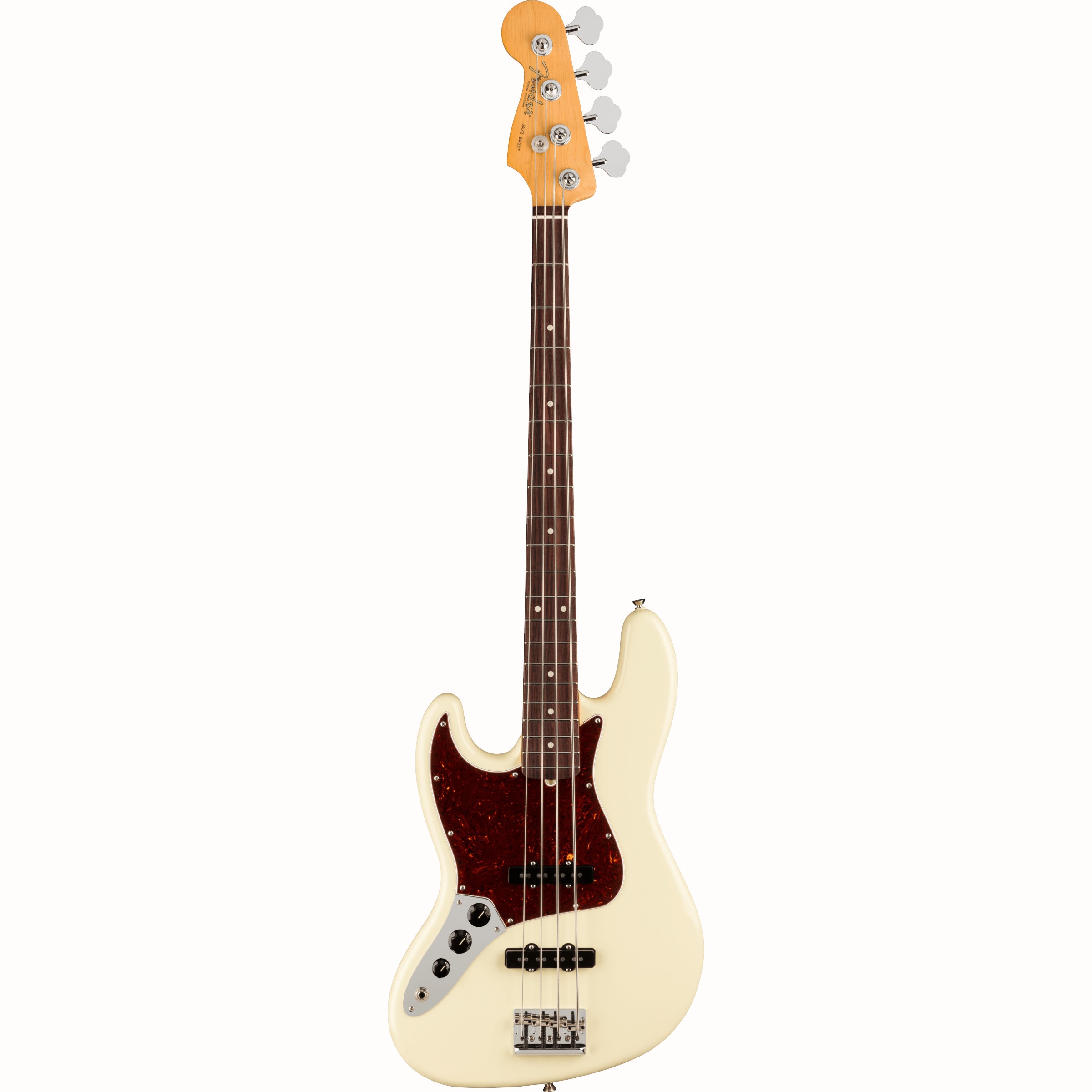 Fender American Professional II Jazz Bass LH Olympic White RW linkshandige elektrische basgitaar met koffer