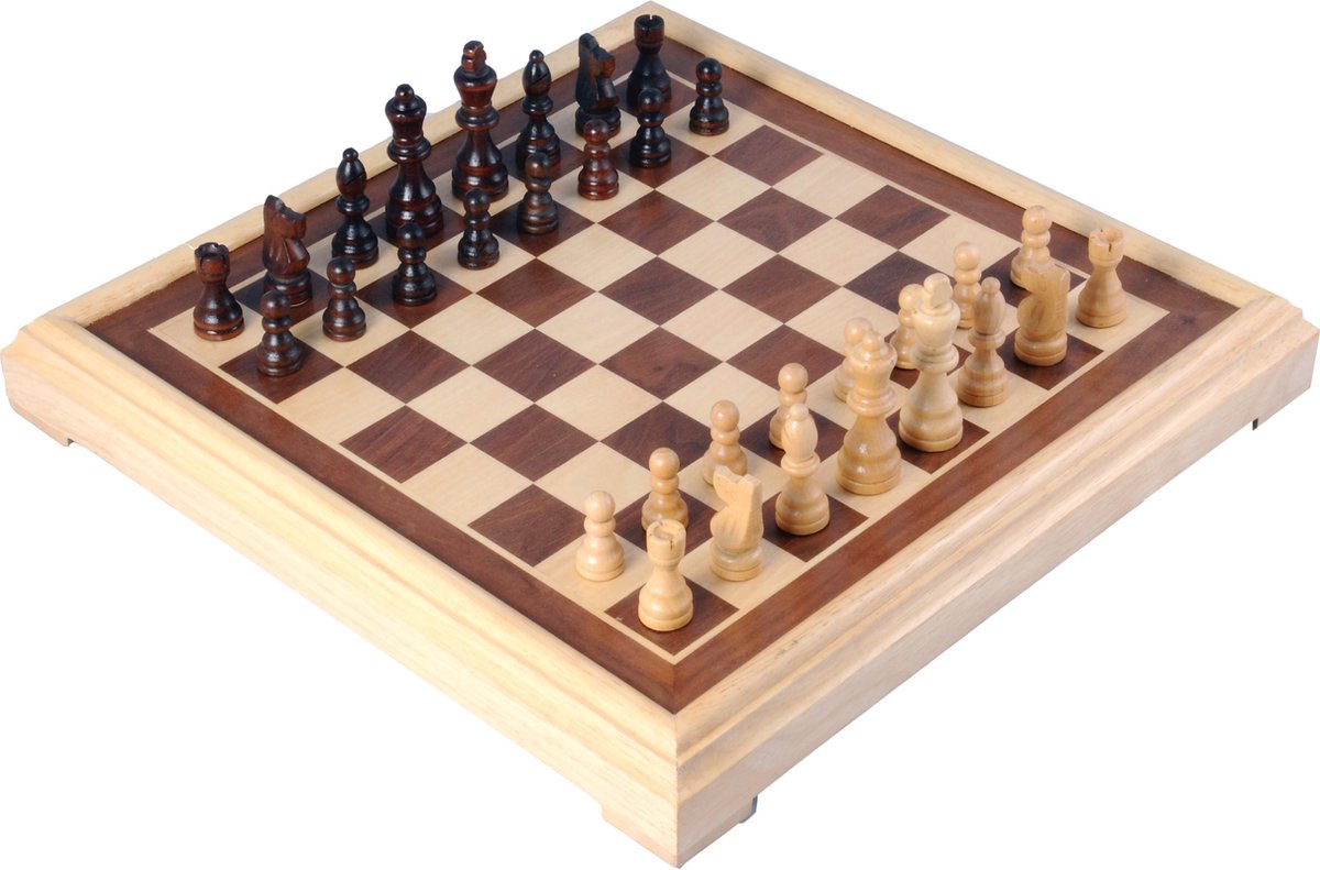 Top1Toys Longfield games schaakspel 40 x 40 cm hout bruin/naturel