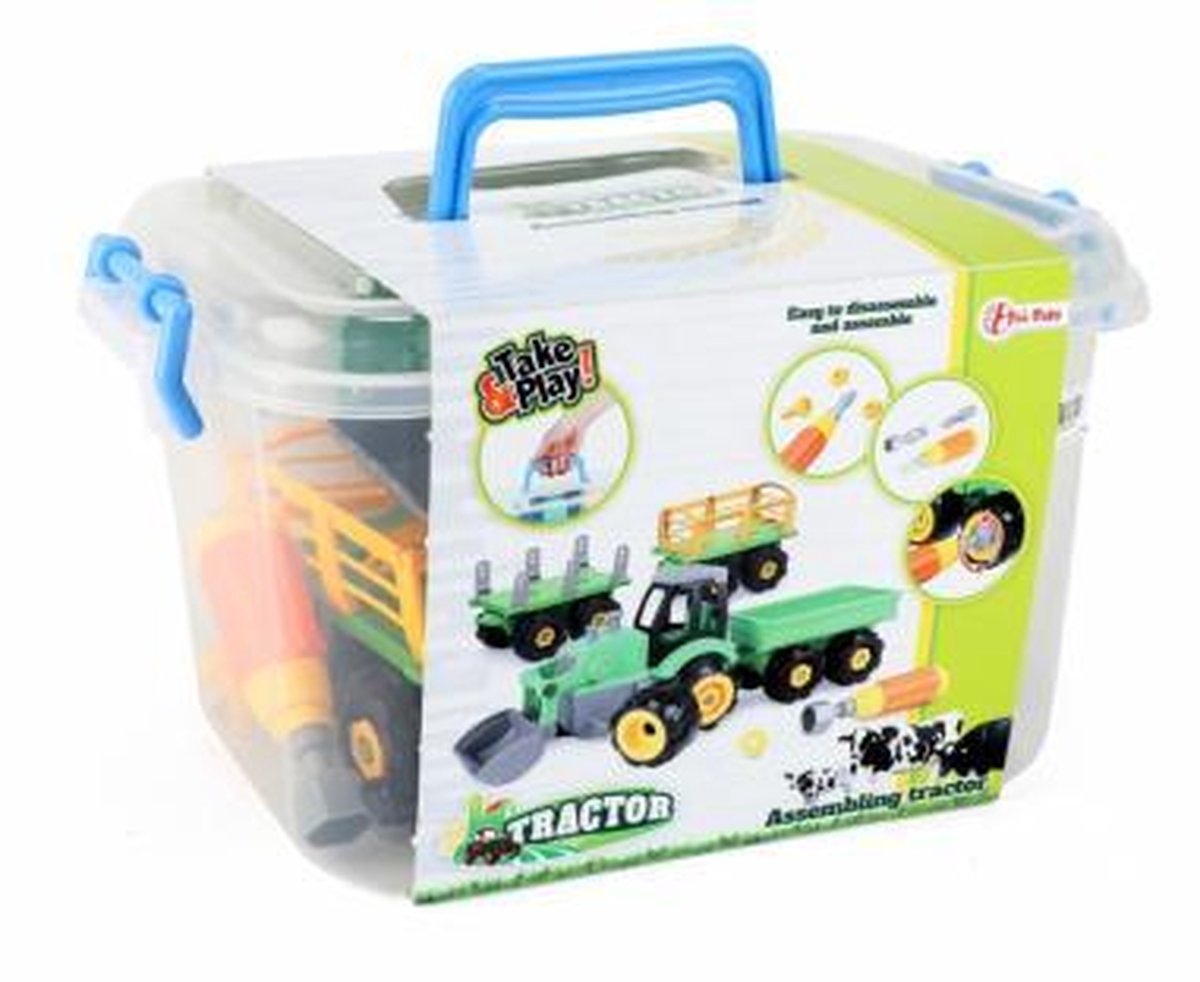 Toi-Toys Toi Toys tractor met aanhanger diy 45 cm - Groen