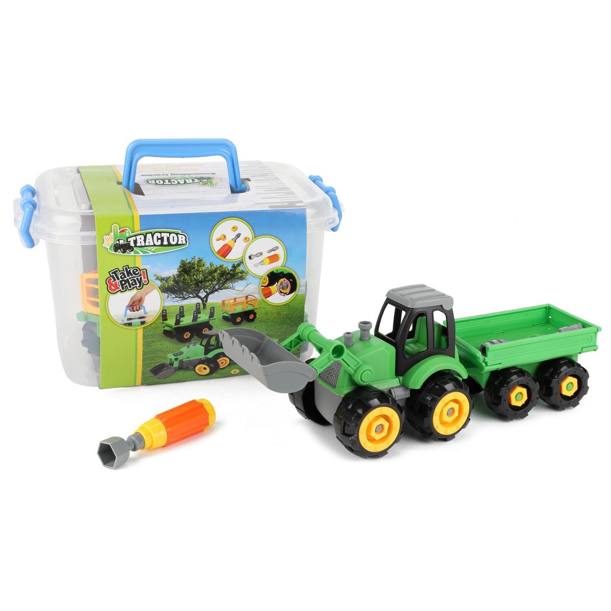 Toi-Toys Toi Toys tractor met aanhanger diy 45 cm - Groen