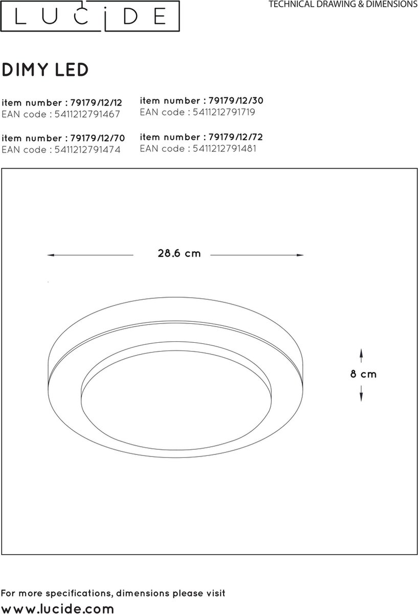 Lucide Dimy Plafondlamp Ø 28,6 cm - Zwart