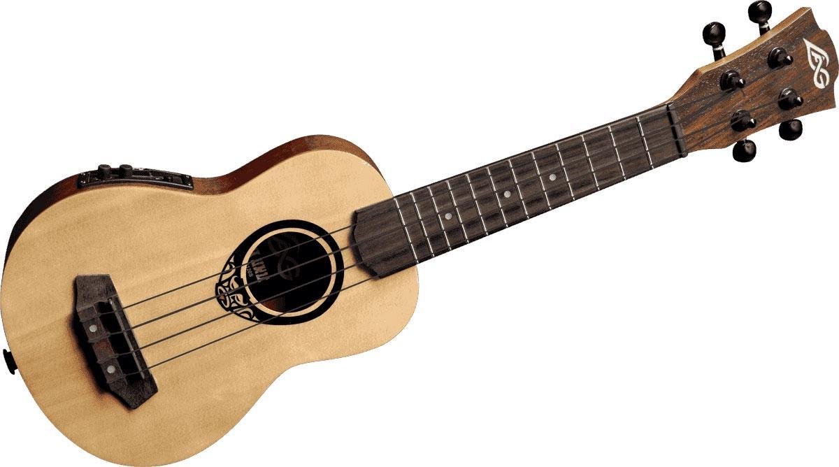 LAG Guitars Tiki Uku 150 TKU150SE elektrisch-akoestische thinline sopraan ukelele met gigbag