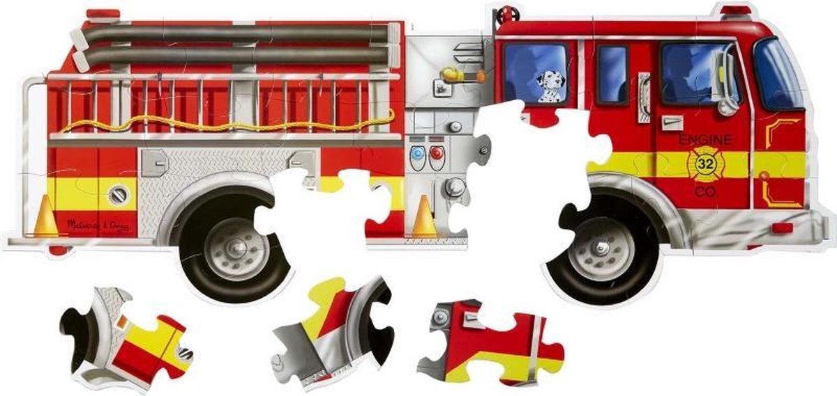 Melissa & Doug vloerpuzzel brandweerwagen 24 stukjes - Rood