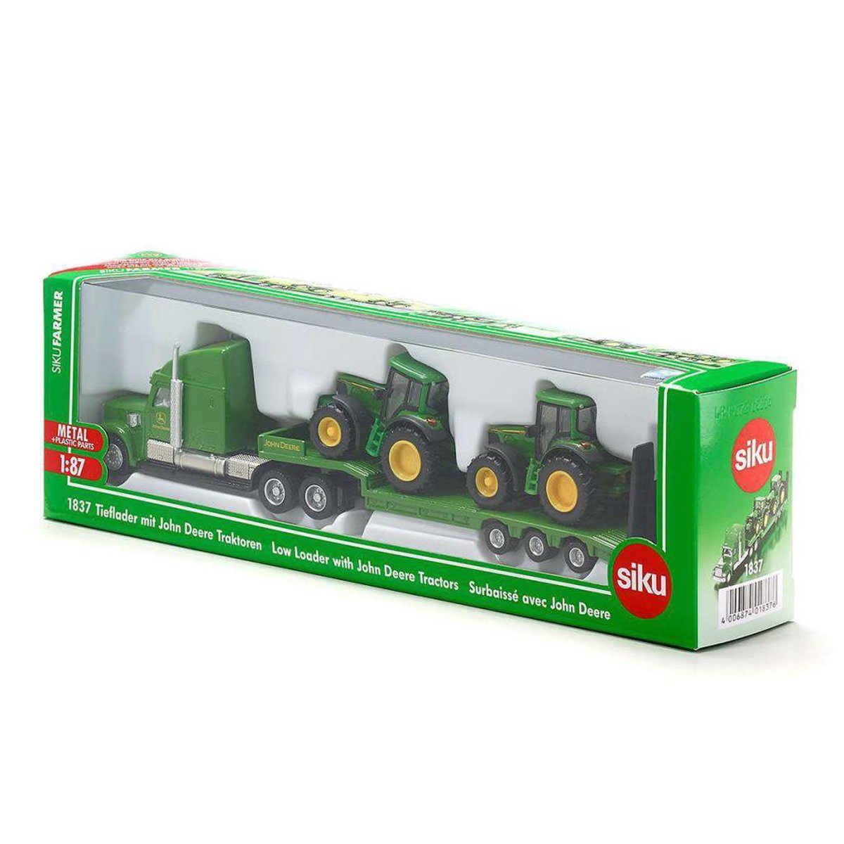 Siku dieplader met John Deere tractor junior 1:87 - Groen