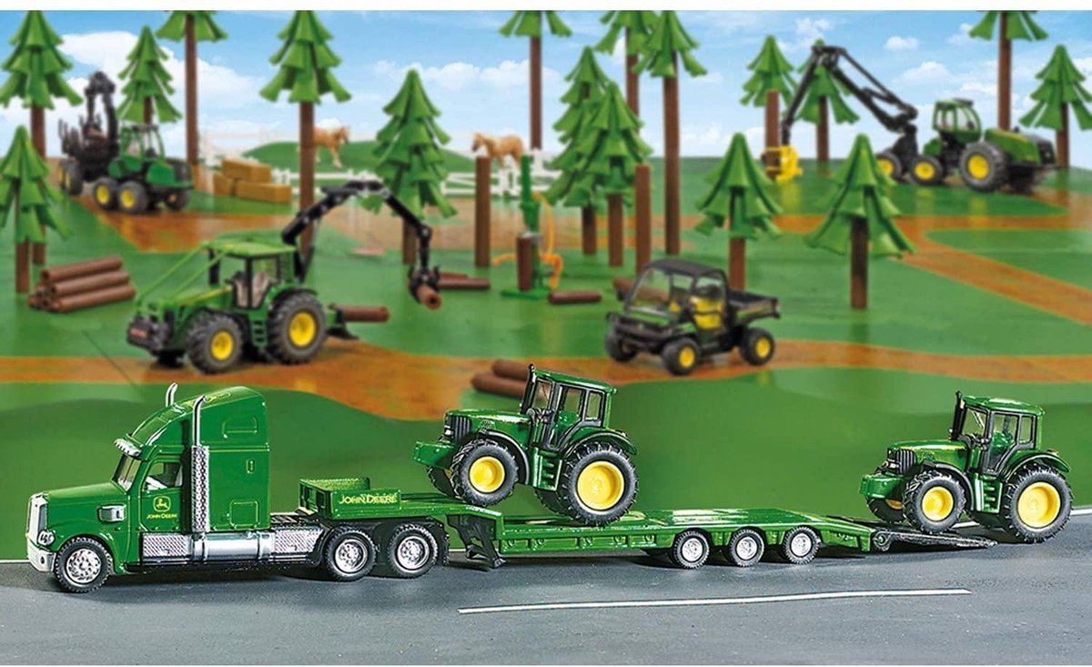 Siku dieplader met John Deere tractor junior 1:87 - Groen