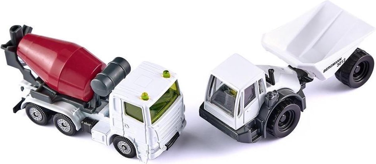 Siku betonwagen en kieper 20 cm staal wit/ 2 delig (1692) - Rood