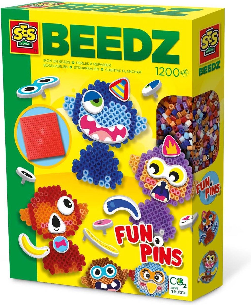 Ses strijkkralenset Beedz FunPins junior 1200 stuks