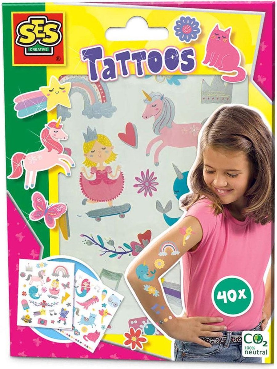 Ses kindertattoos metallic Sprookjes junior 40 stuks