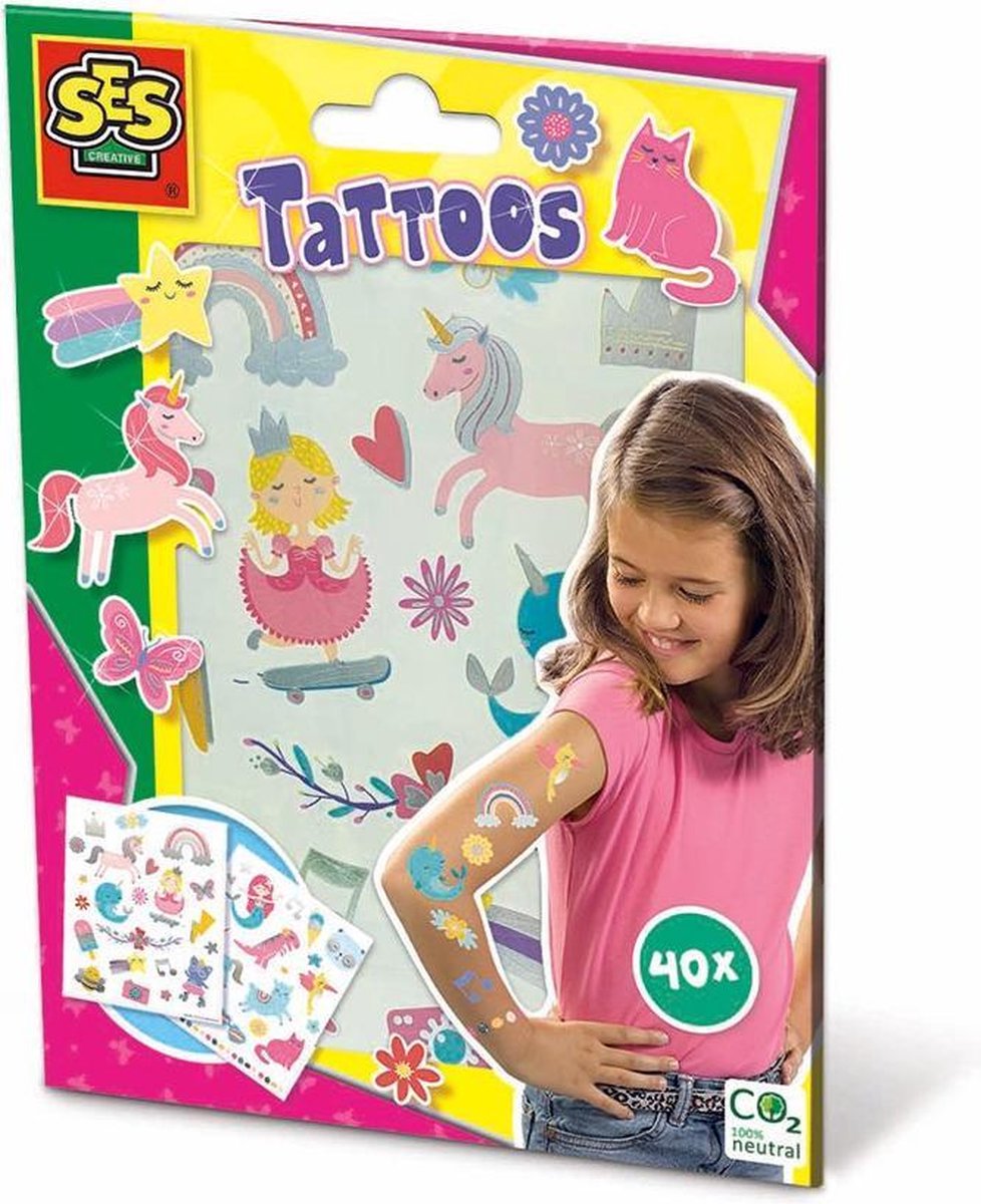 Ses kindertattoos metallic Sprookjes junior 40 stuks
