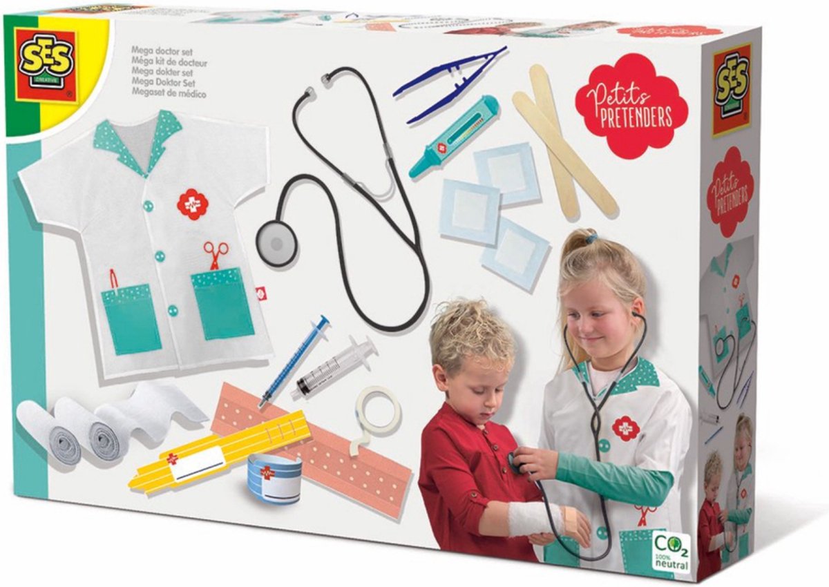 Ses Creative doktersset Mega junior wit/groen 17 delig